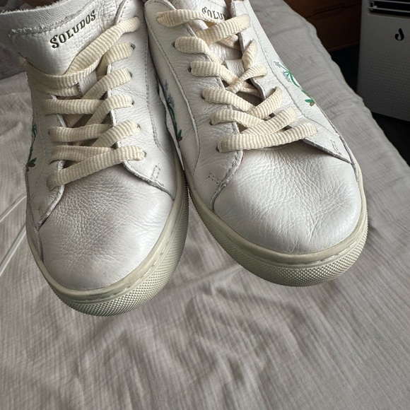 Soludos White Sneakers with Green Floral Design - Picture 7 of 7